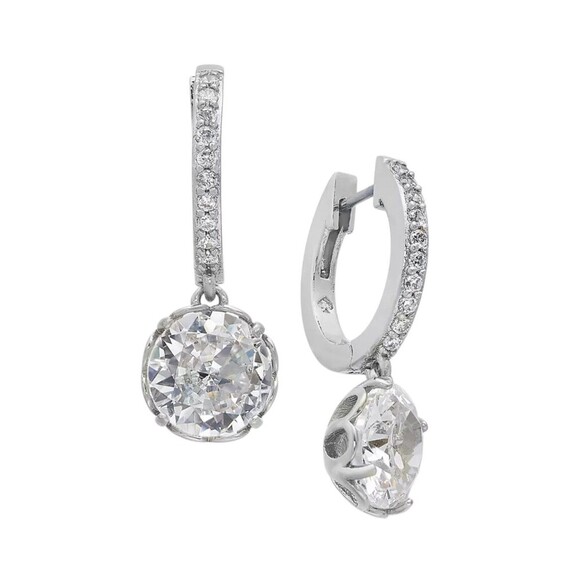 kate spade Jewelry - Kate Spade That Sparkle Pave Huggies Earrings in Silver